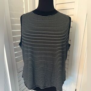 Who What Wear Black and White Striped Muscle Tee